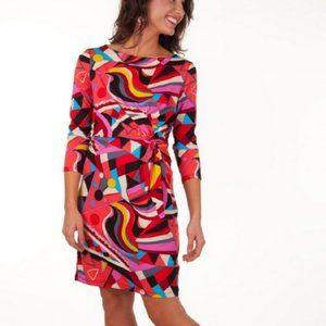 Tracy Negoshian Marilyn Knotted Dress in Red Geowave S NEW WITH TAG